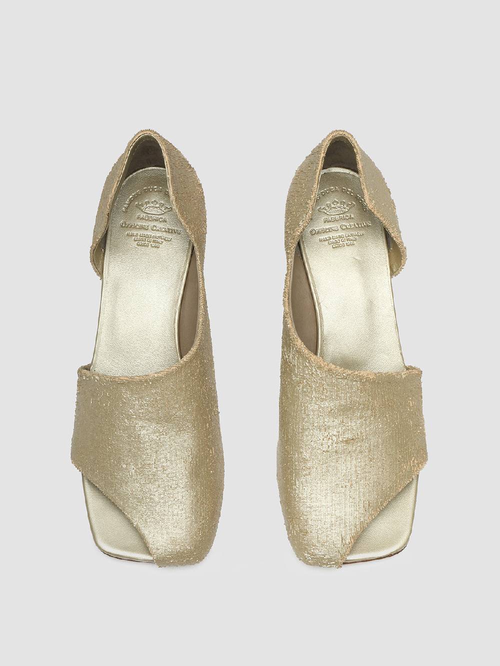 Officine Creative TESSA 009 Gold Leather Mule Sandals Vendite Flash