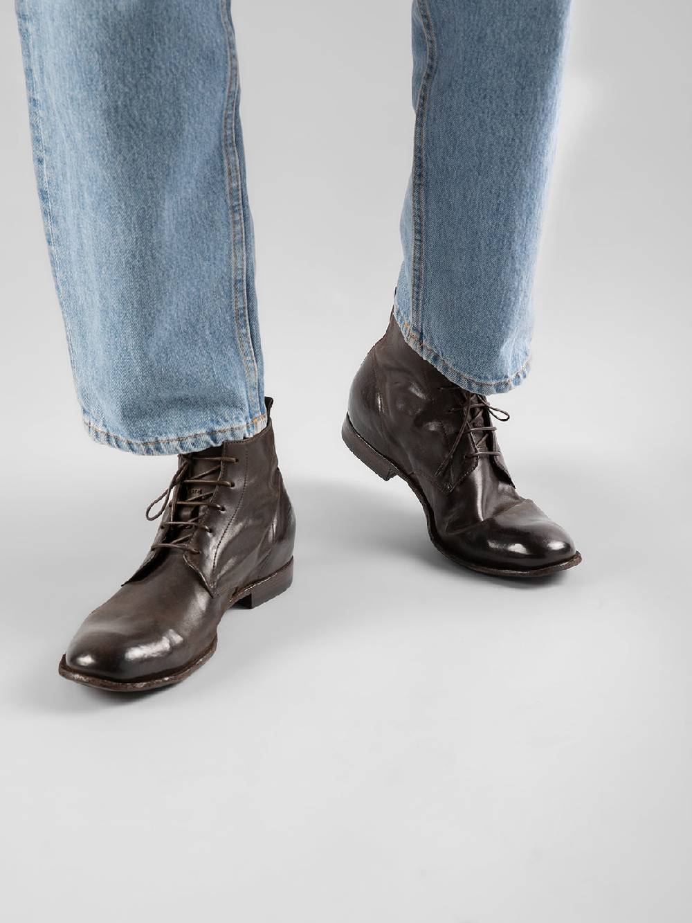 Officine Creative STEREO 004 Stivaletti in Pelle Marrone Online Outlet