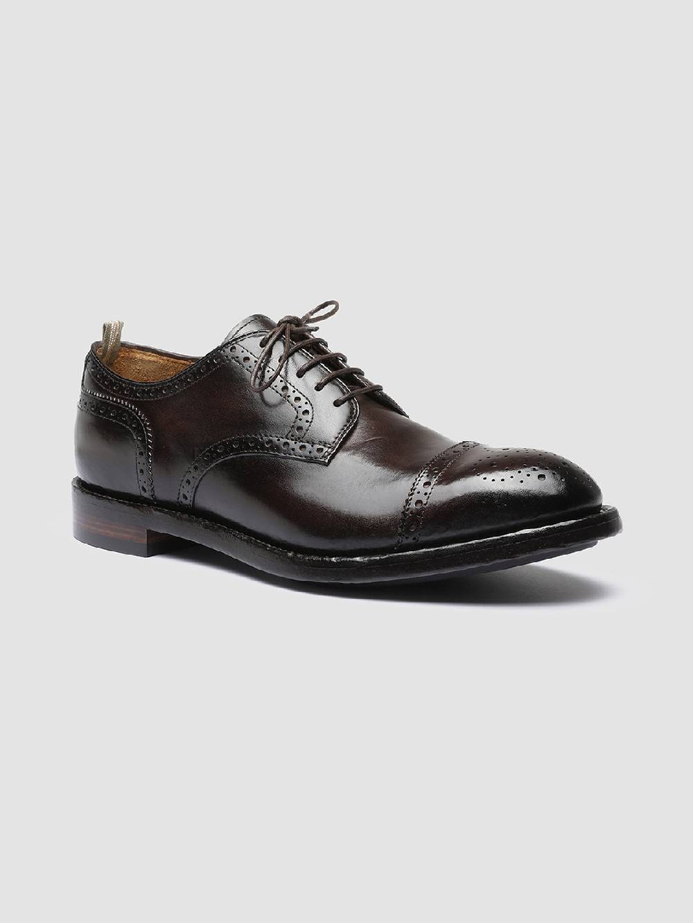 Officine Creative TEMPLE 003 Scarpe Derby in Pelle Marrone Pezzi Unici