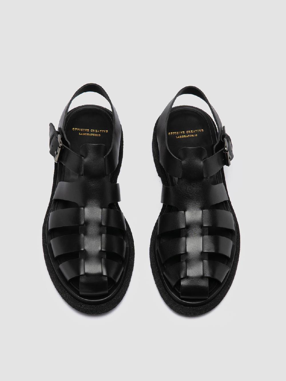 Officine Creative TONAL 18 Black Leather Sandals Online