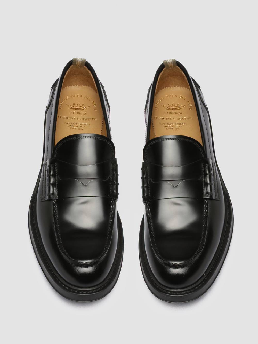 Officine Creative UNIFORM 001 Mocassini in Pelle Nera Spedizione Gratuita