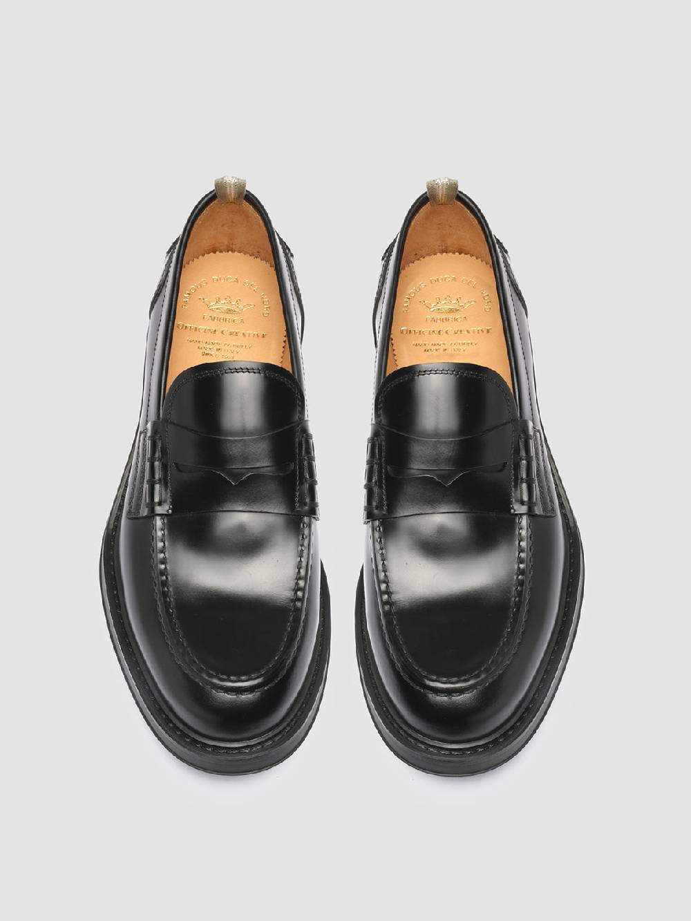 Officine Creative UNIFORM 001 Mocassini Penny in Pelle Nera Pezzi Unici