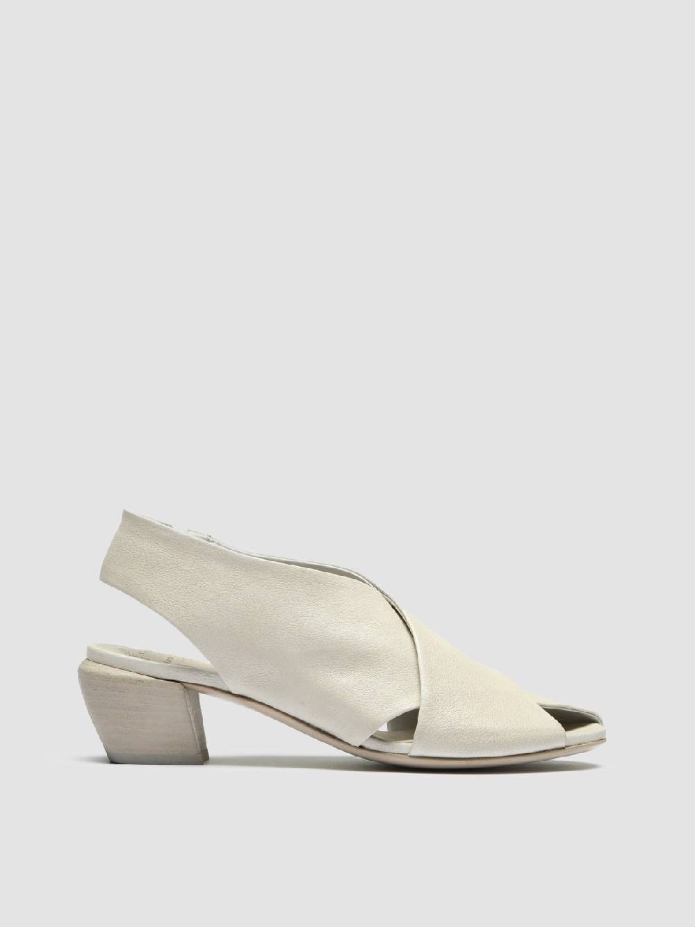 Officine Creative HELYETTE 024 Off White Leather Slide Sandals