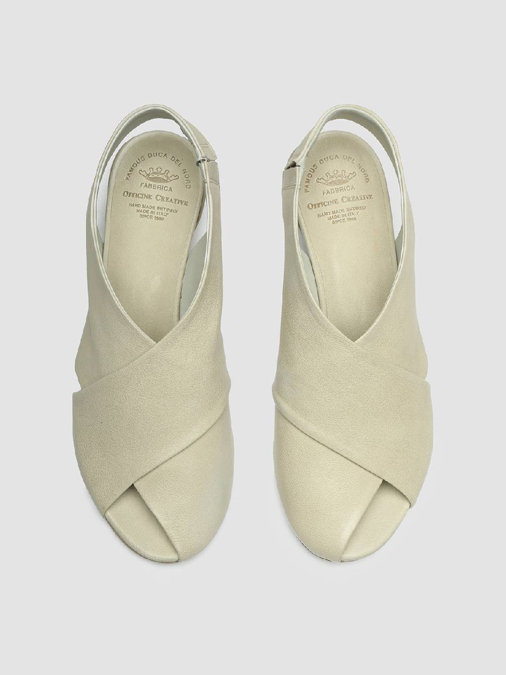 Officine Creative HELYETTE 024 Off White Leather Slide Sandals Offerta