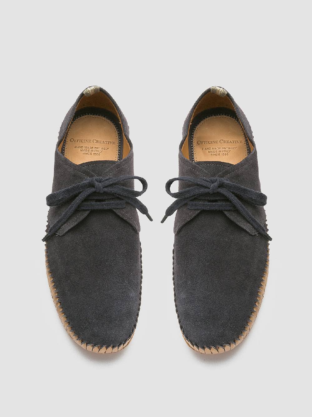 Officine Creative MAURICE 001 Blue Suede Derby Shoes Nuova