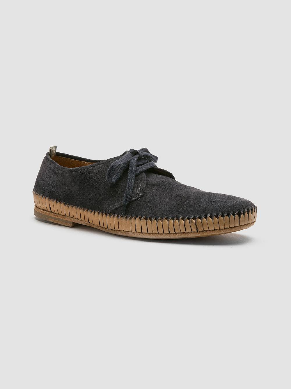 Officine Creative MAURICE 001 Blue Suede Derby Shoes Nuova