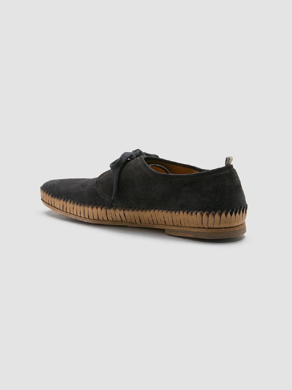 Officine Creative MAURICE 001 Blue Suede Derby Shoes Nuova