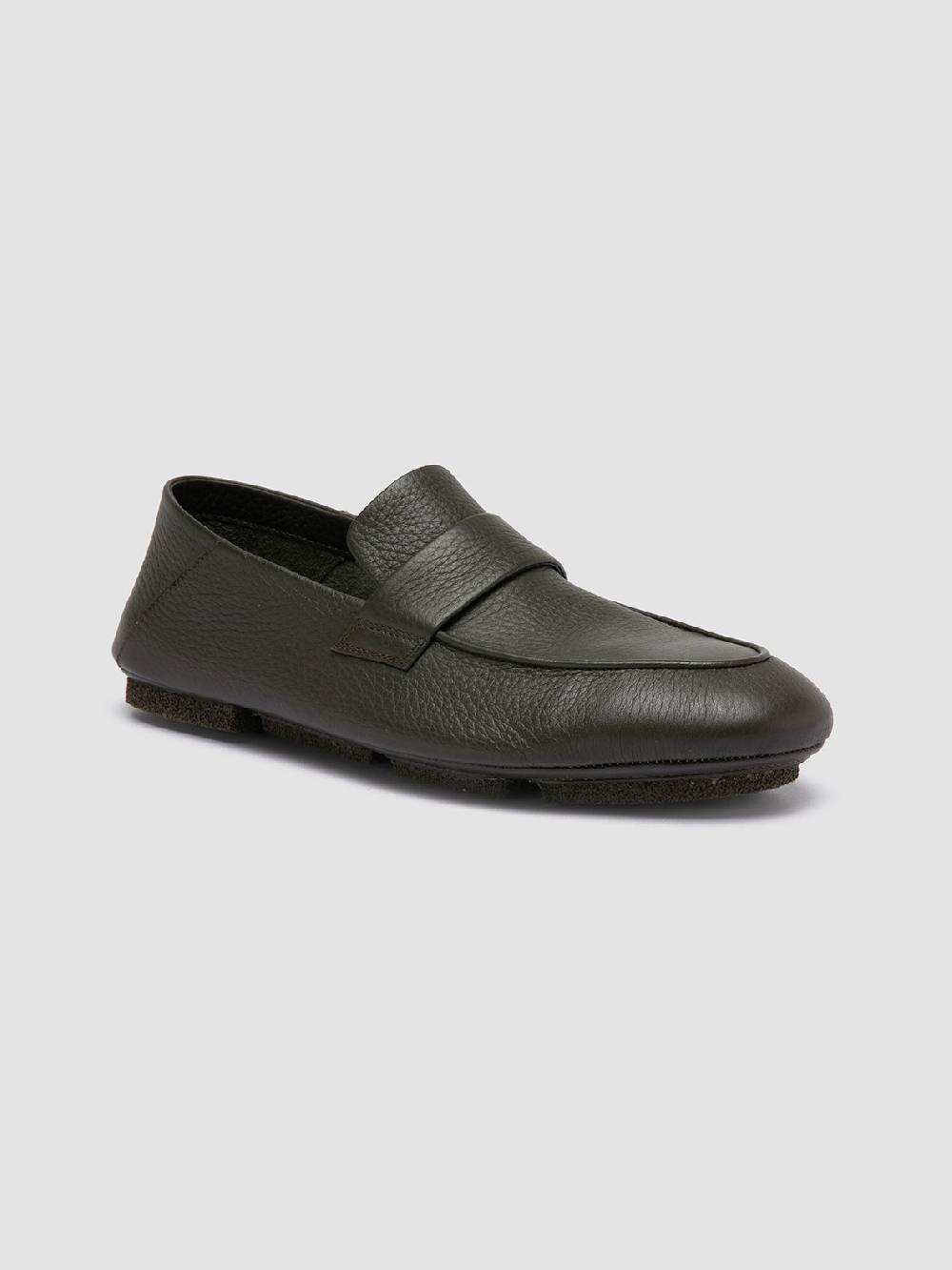 Officine Creative C-SIDE 001 Green Leather Loafers In Linea