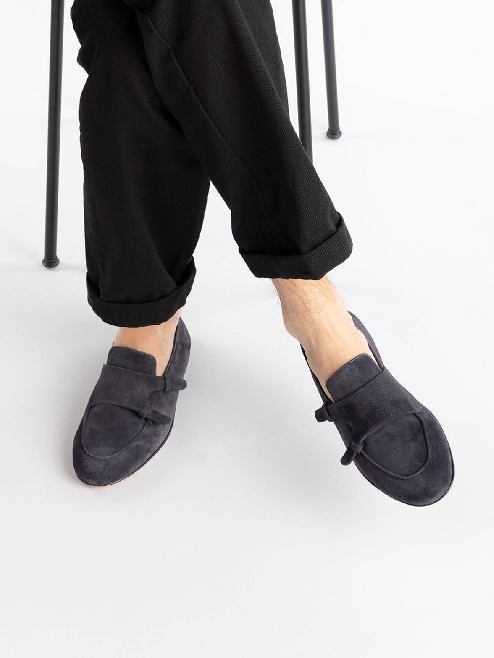 Officine Creative AIRTO 010 Mocassini Penny in Pelle Scamosciata Blu Spedizione Gratuita