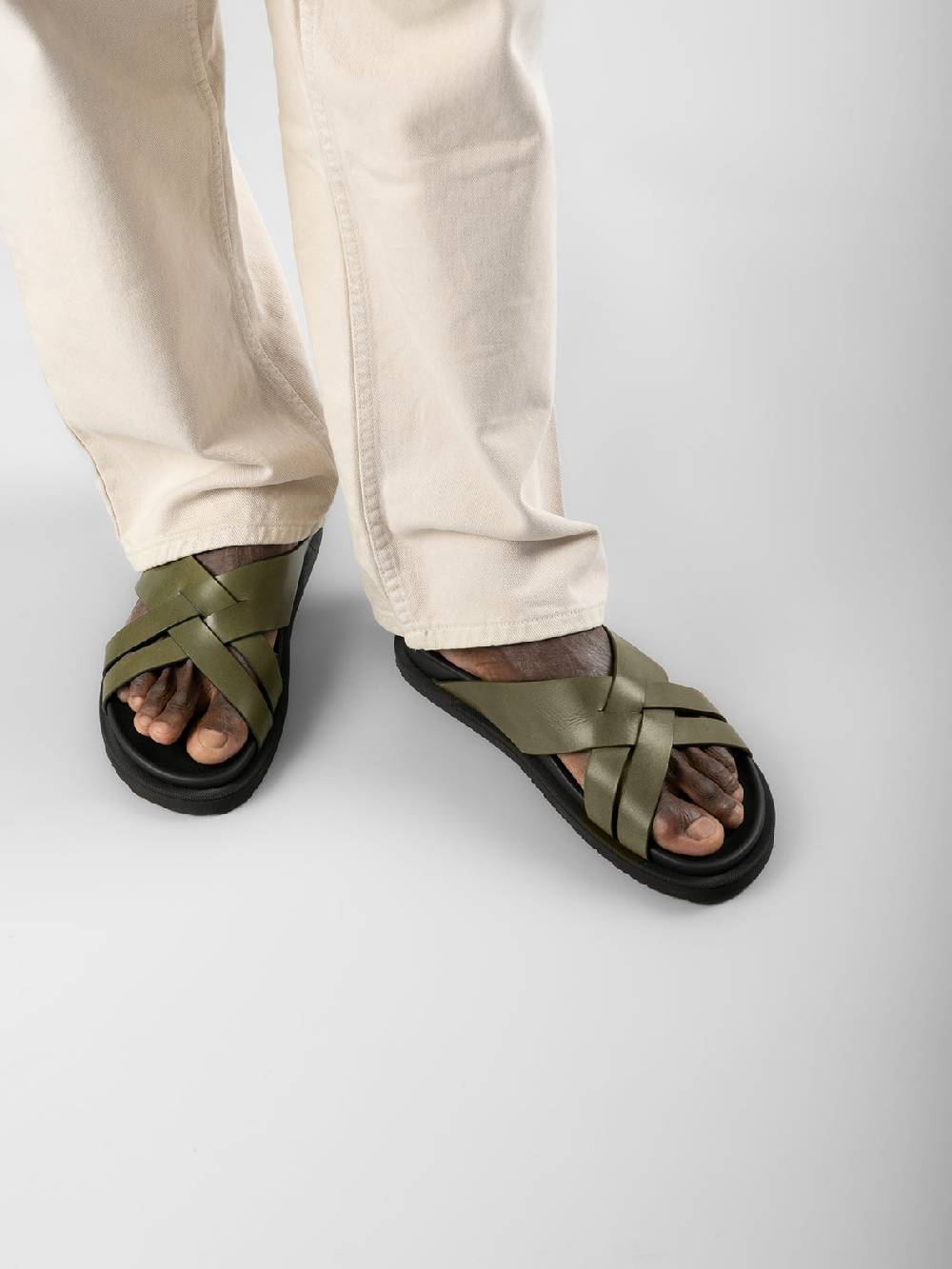 Officine Creative CHARRAT 003 Sandali in Pelle Verde Promozione Limitata
