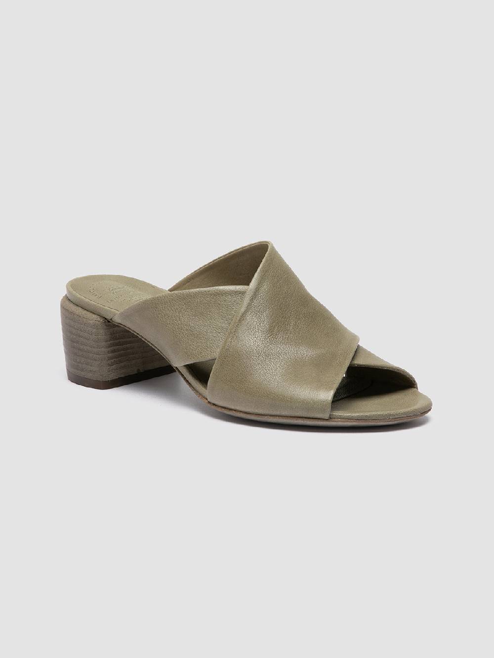 Officine Creative HADRY 007 Sandali Slide in Pelle Verde Saldi