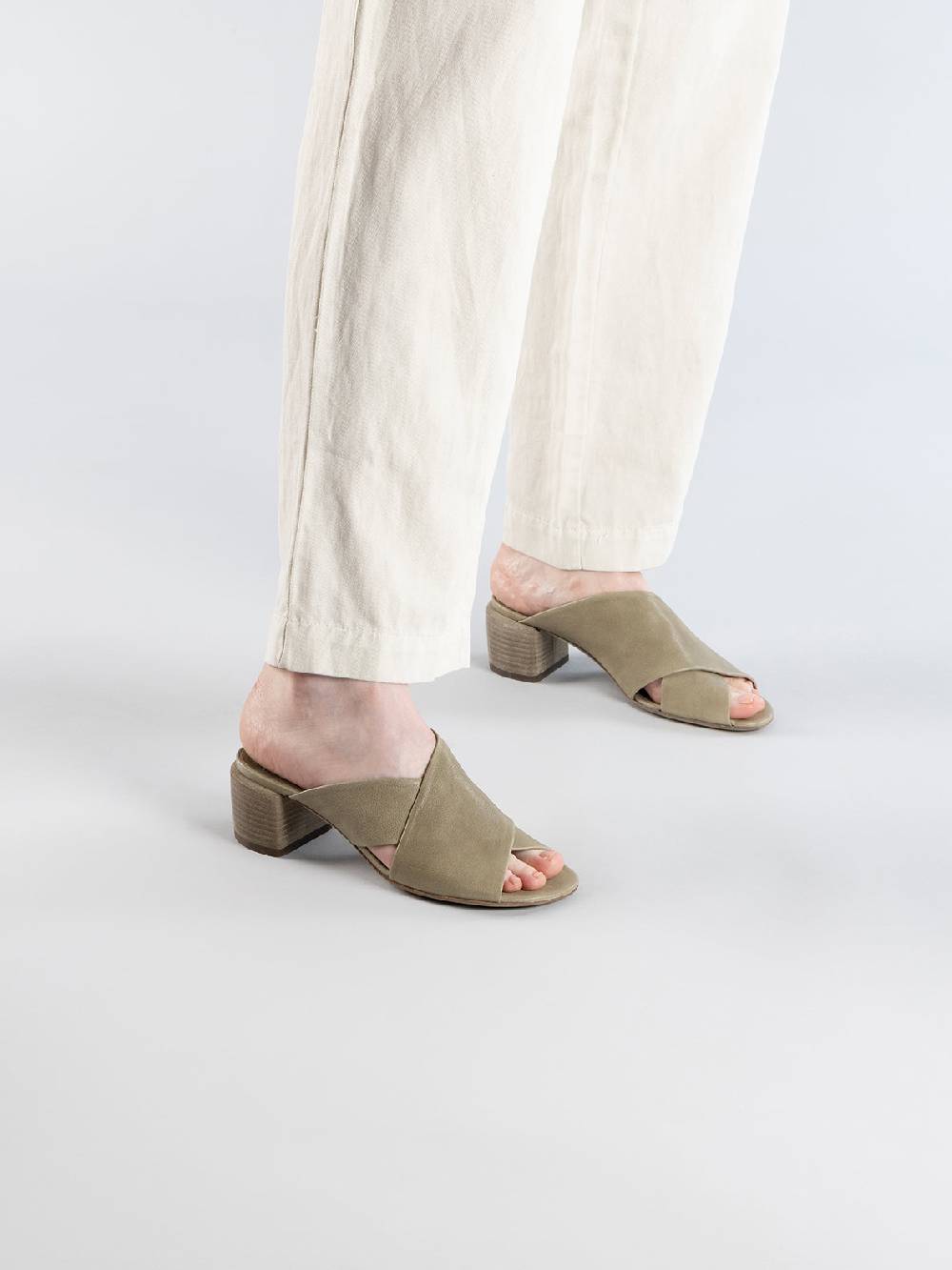 Officine Creative HADRY 007 Sandali Slide in Pelle Verde Saldi