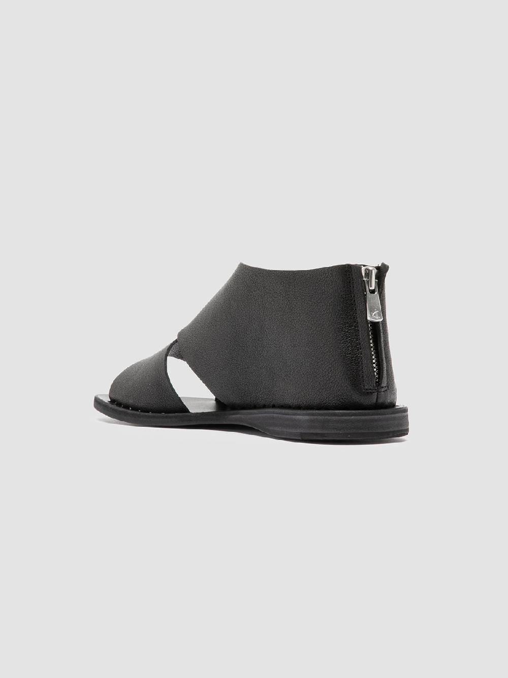 Officine Creative ITACA 046 Scarpe a Punta Aperta in Pelle Nera Vendita Calda
