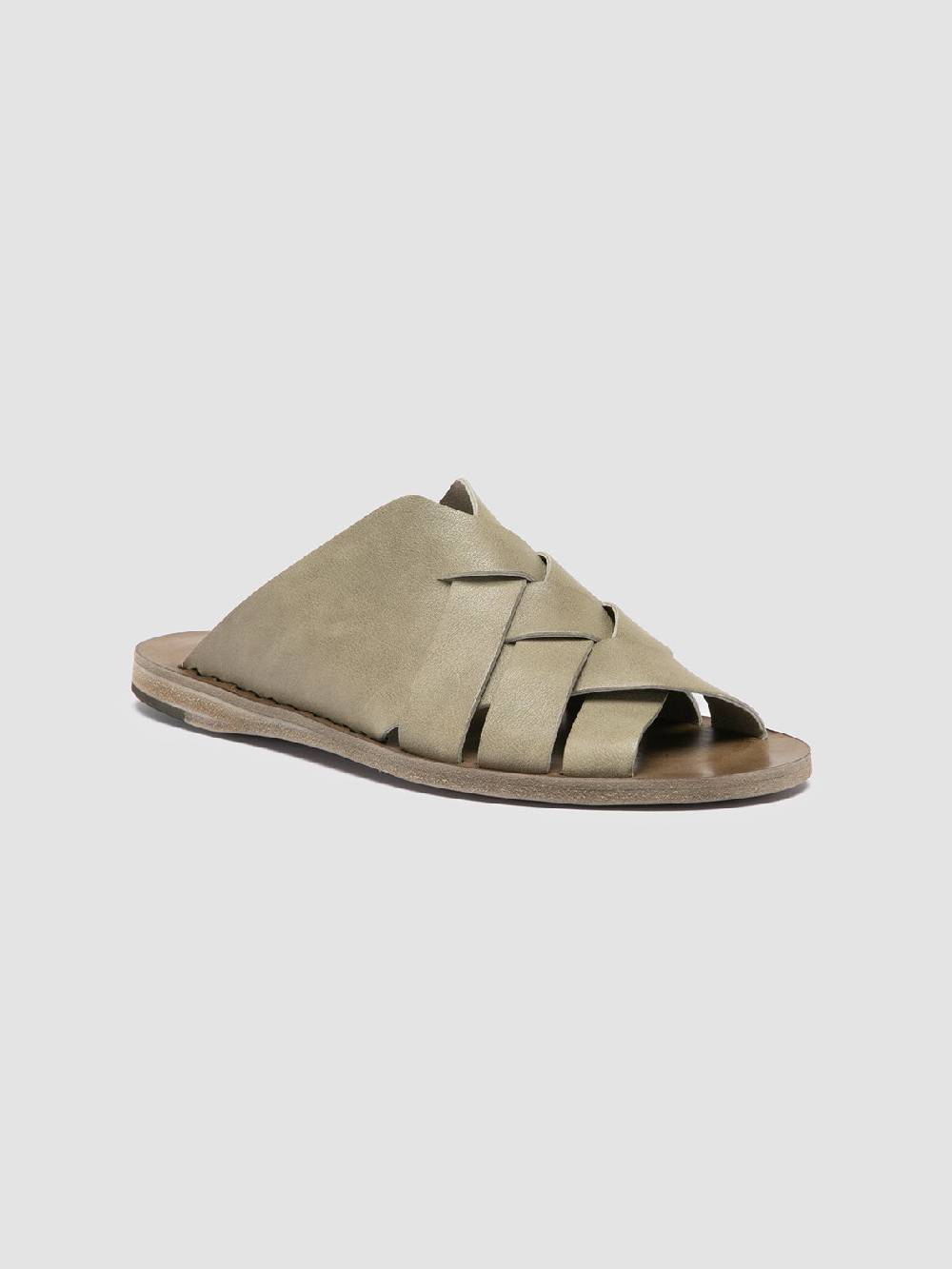 Officine Creative ITACA 049 Sandali Slide in Pelle Verde Saldi Di Fabbrica