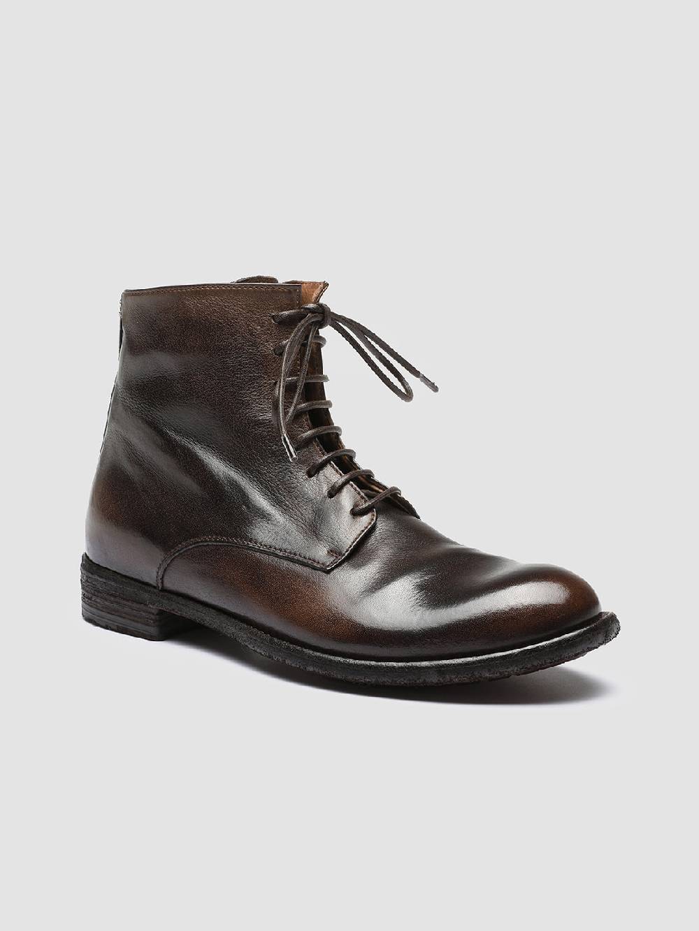 Officine Creative LEXIKON 123 Stivaletti in Pelle Marrone con Zip Nuovo