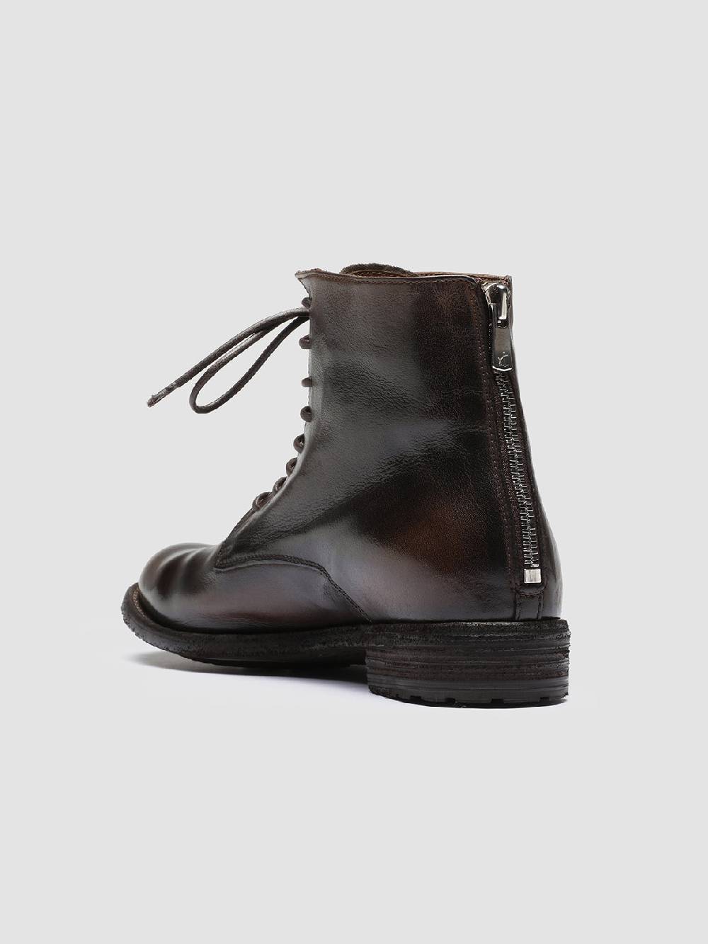 Officine Creative LEXIKON 123 Stivaletti in Pelle Marrone con Zip Nuovo