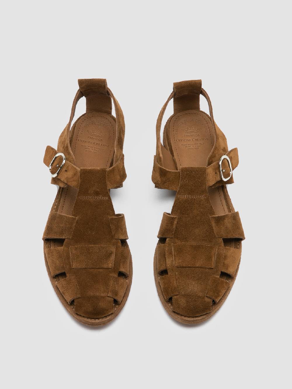 Officine Creative LEXIKON 536 Sandali in Pelle Scamosciata Marrone Shopping Online