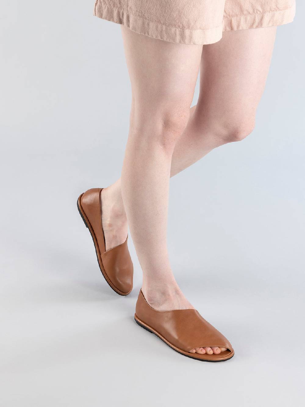 Officine Creative MIENNE 102 Scarpe Peep Toe in Pelle Marrone In Vendita
