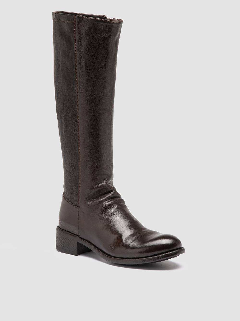 Officine Creative LIS 005 Stivali con Zip in Pelle Marrone Saldi