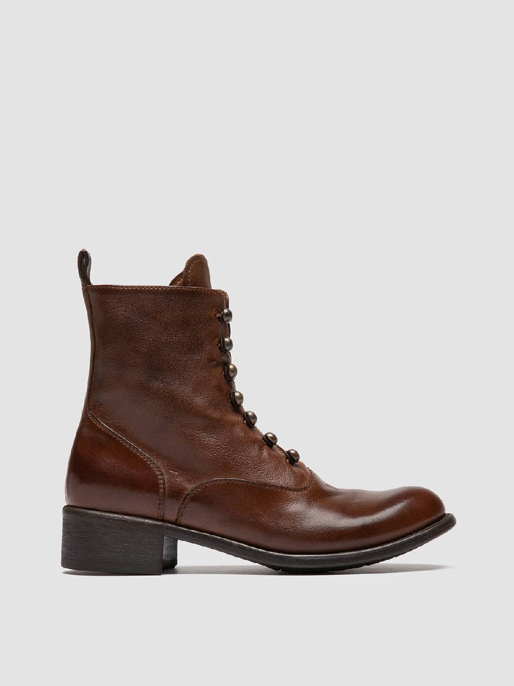 Officine Creative LIS 006 Stivali con Zip in Pelle Marrone