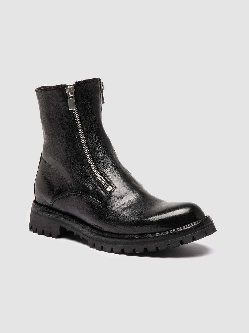 Officine Creative LORAINE 026 Stivali con Zip in Pelle Nera Saldi Di Fabbrica