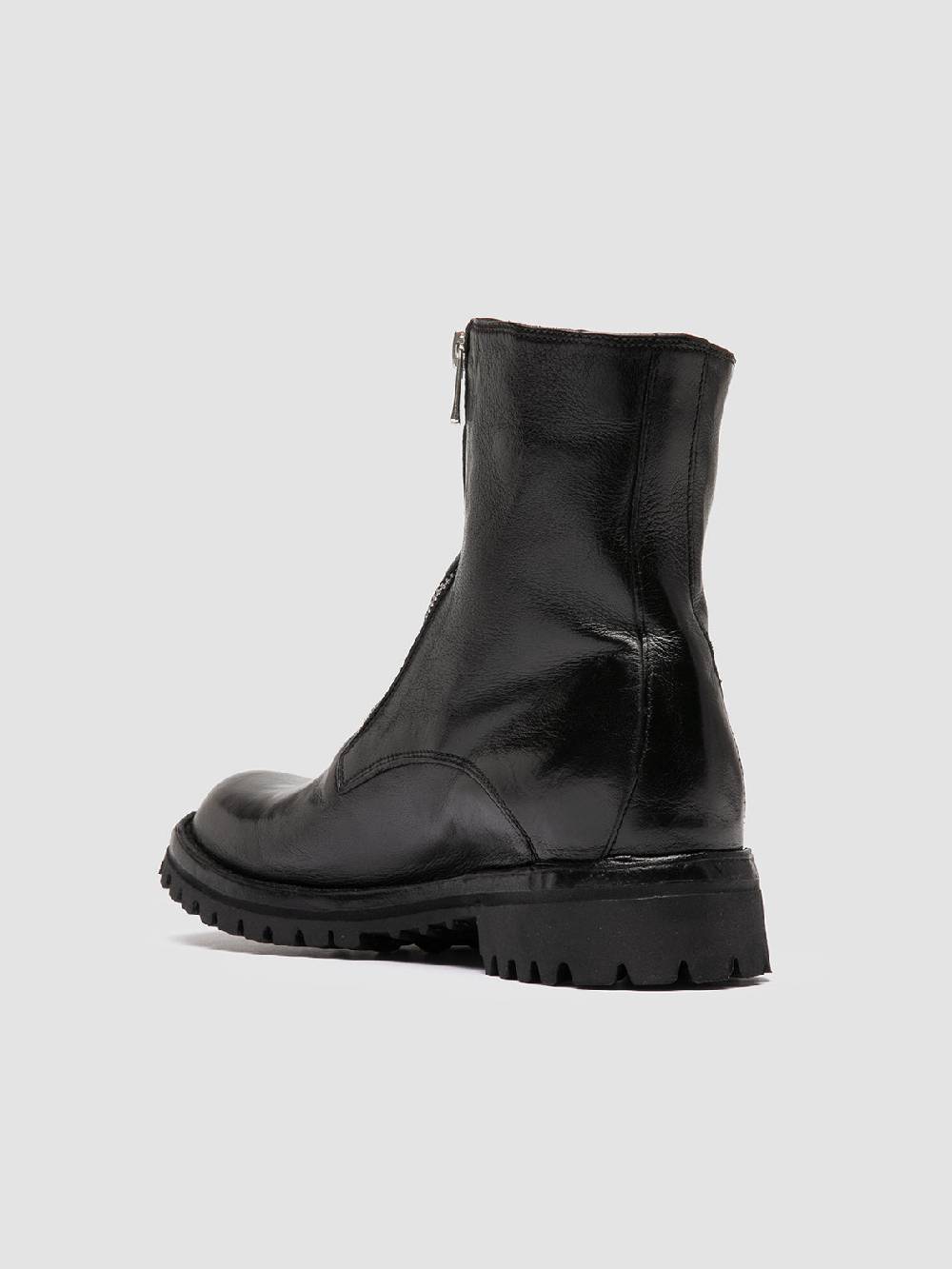 Officine Creative LORAINE 026 Stivali con Zip in Pelle Nera Saldi Di Fabbrica