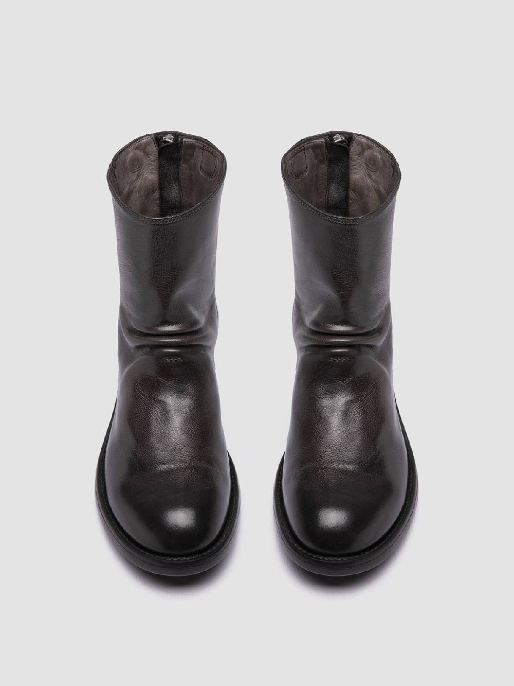 Officine Creative SERGEANT 104 Stivali con Zip in Pelle Grigia Italia