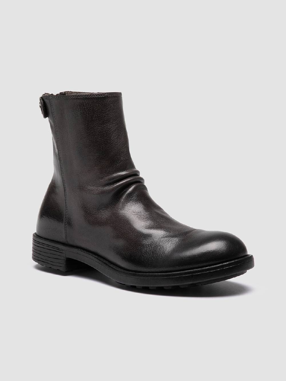 Officine Creative SERGEANT 104 Stivali con Zip in Pelle Grigia Italia