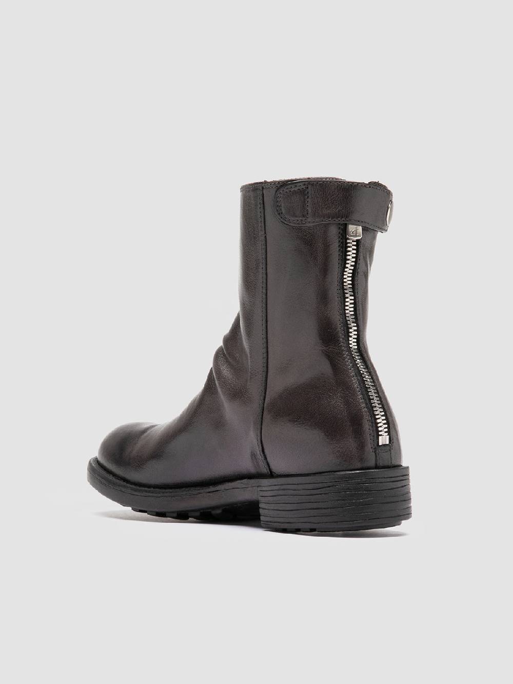 Officine Creative SERGEANT 104 Stivali con Zip in Pelle Grigia Italia