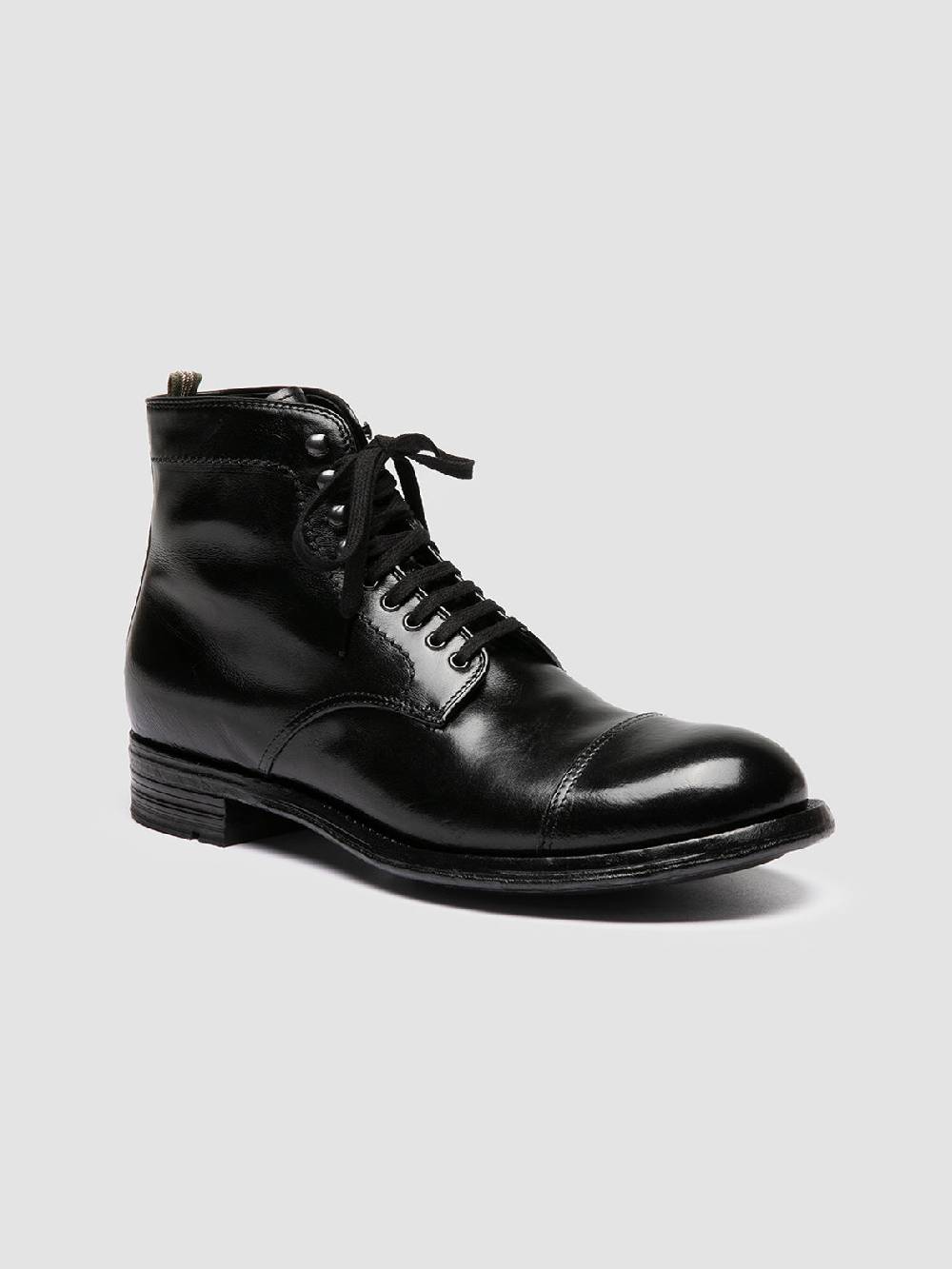 Officine Creative ADMIRAL 005 Stivali Stringati in Pelle Nera Qualità Garantita