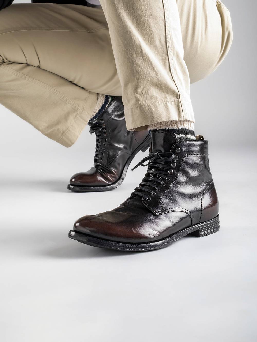 Officine Creative ANATOMIA 013 Stivaletti in Pelle Marrone Shopping Online