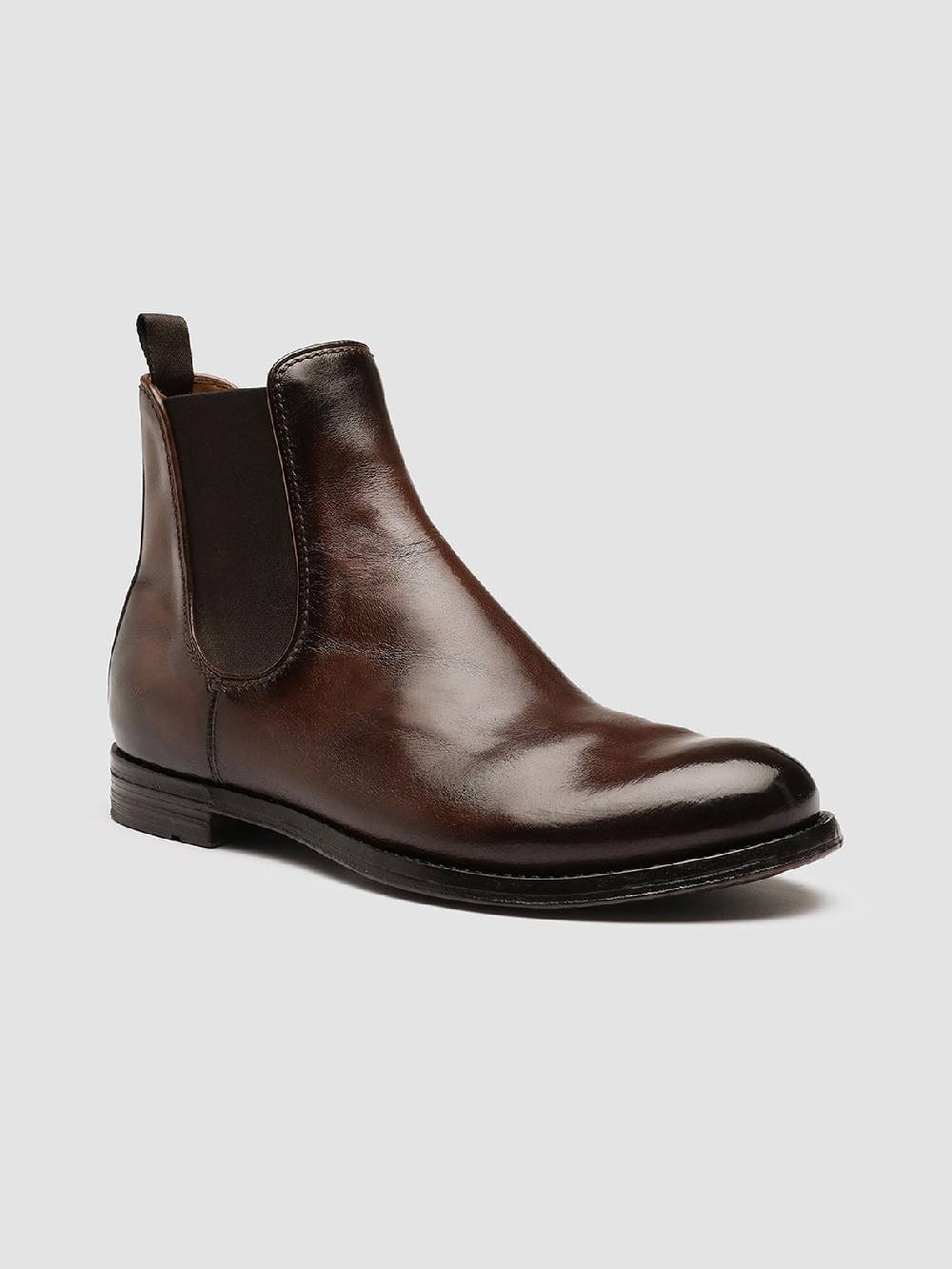 Officine Creative ANATOMIA 083 Stivaletti Chelsea in Pelle Marrone Outlet