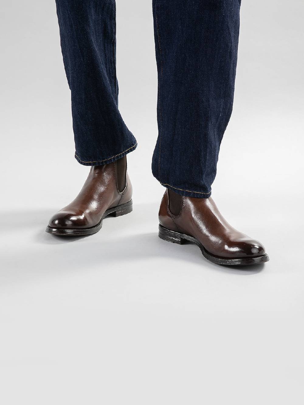 Officine Creative ANATOMIA 083 Stivaletti Chelsea in Pelle Marrone Outlet