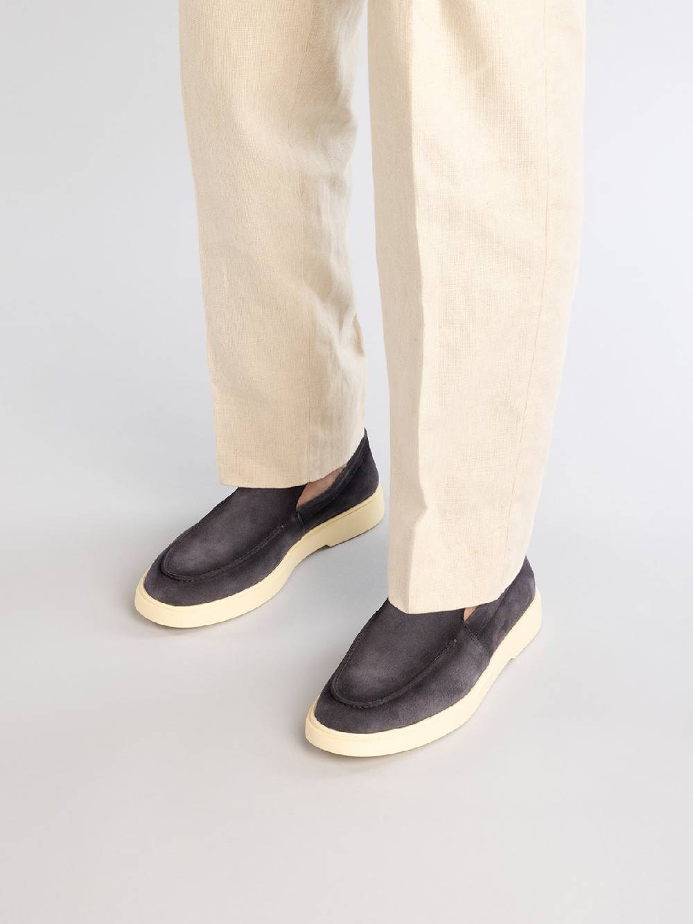Officine Creative BONES 002 Mocassini in Pelle Scamosciata Blu Italia