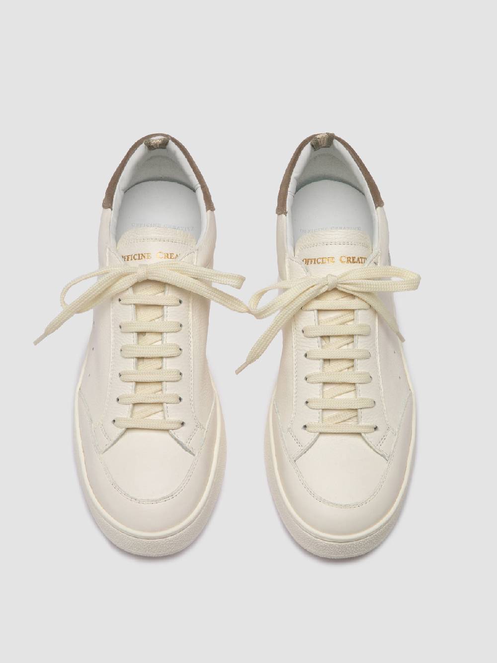 Officine Creative THE DIME 001 Sneaker Basse in Pelle Scamosciata Bianca Spedizione Gratuita