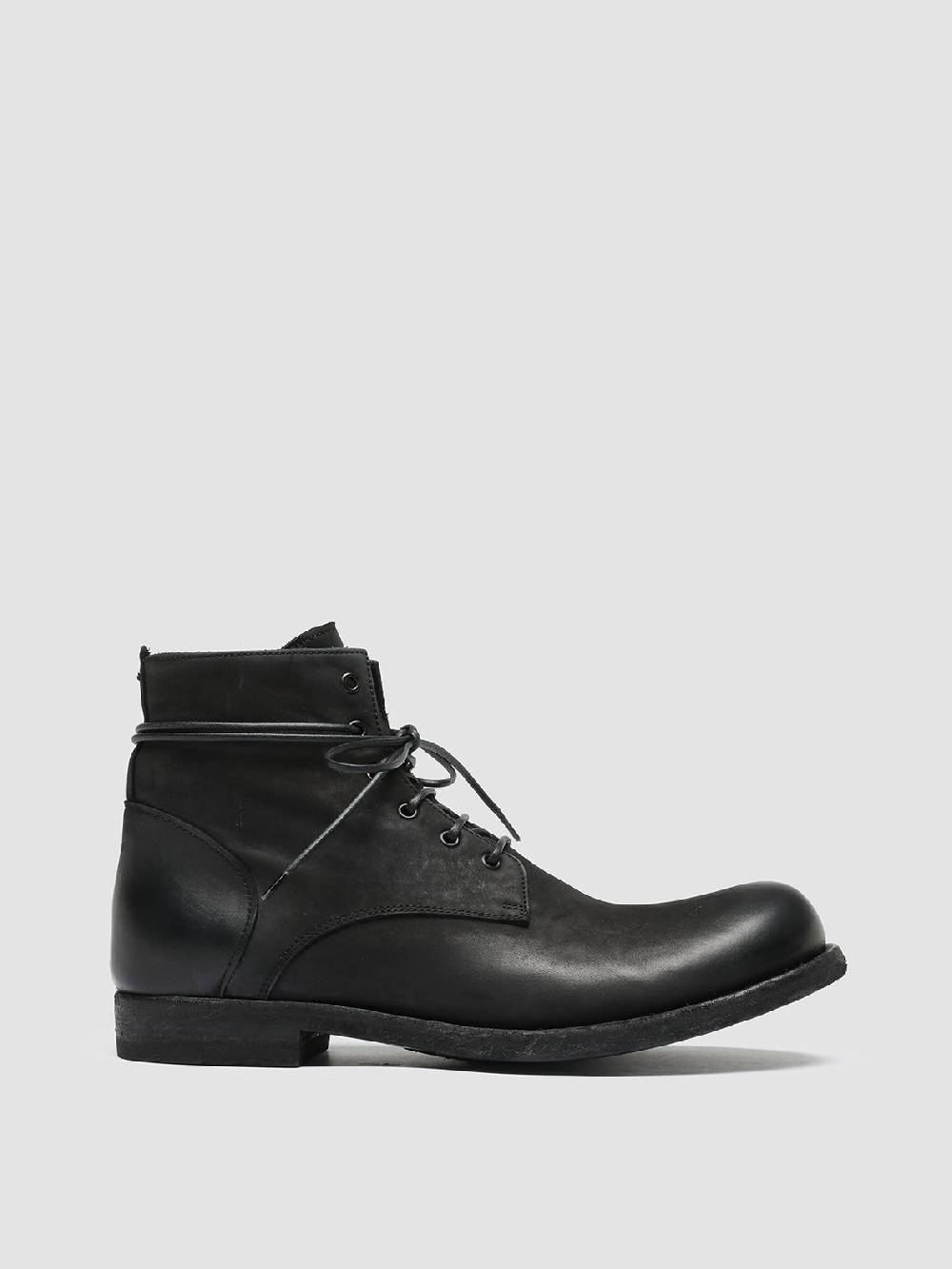 Officine Creative BUBBLE 003 Stivali in Pelle Nera con allacciatura