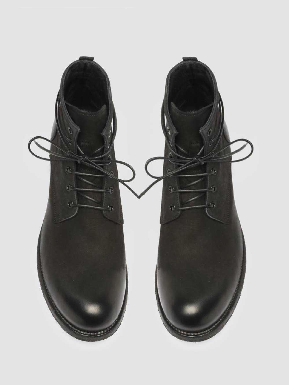 Officine Creative BUBBLE 003 Stivali in Pelle Nera con allacciatura Vendite Flash