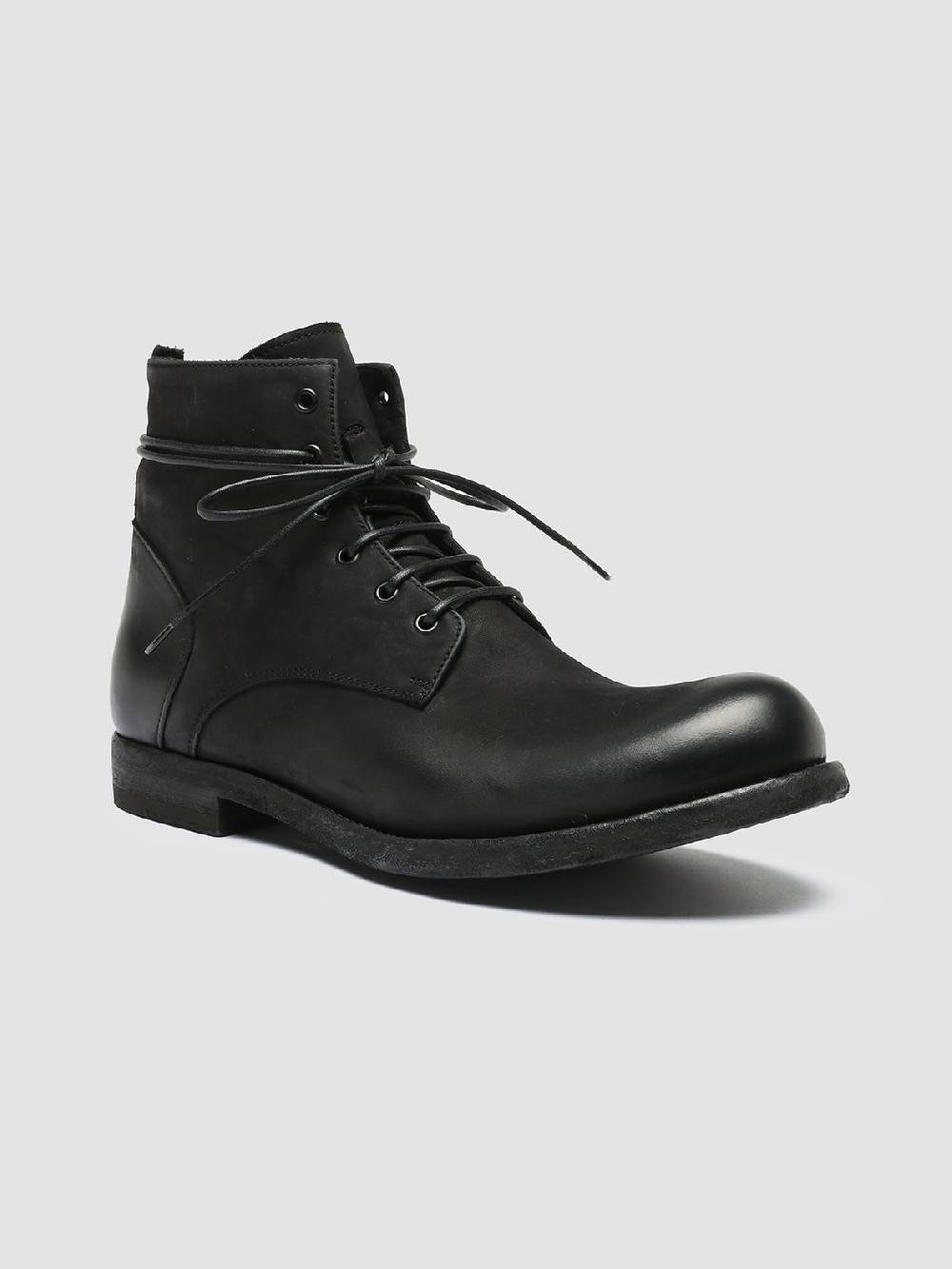 Officine Creative BUBBLE 003 Stivali in Pelle Nera con allacciatura Vendite Flash