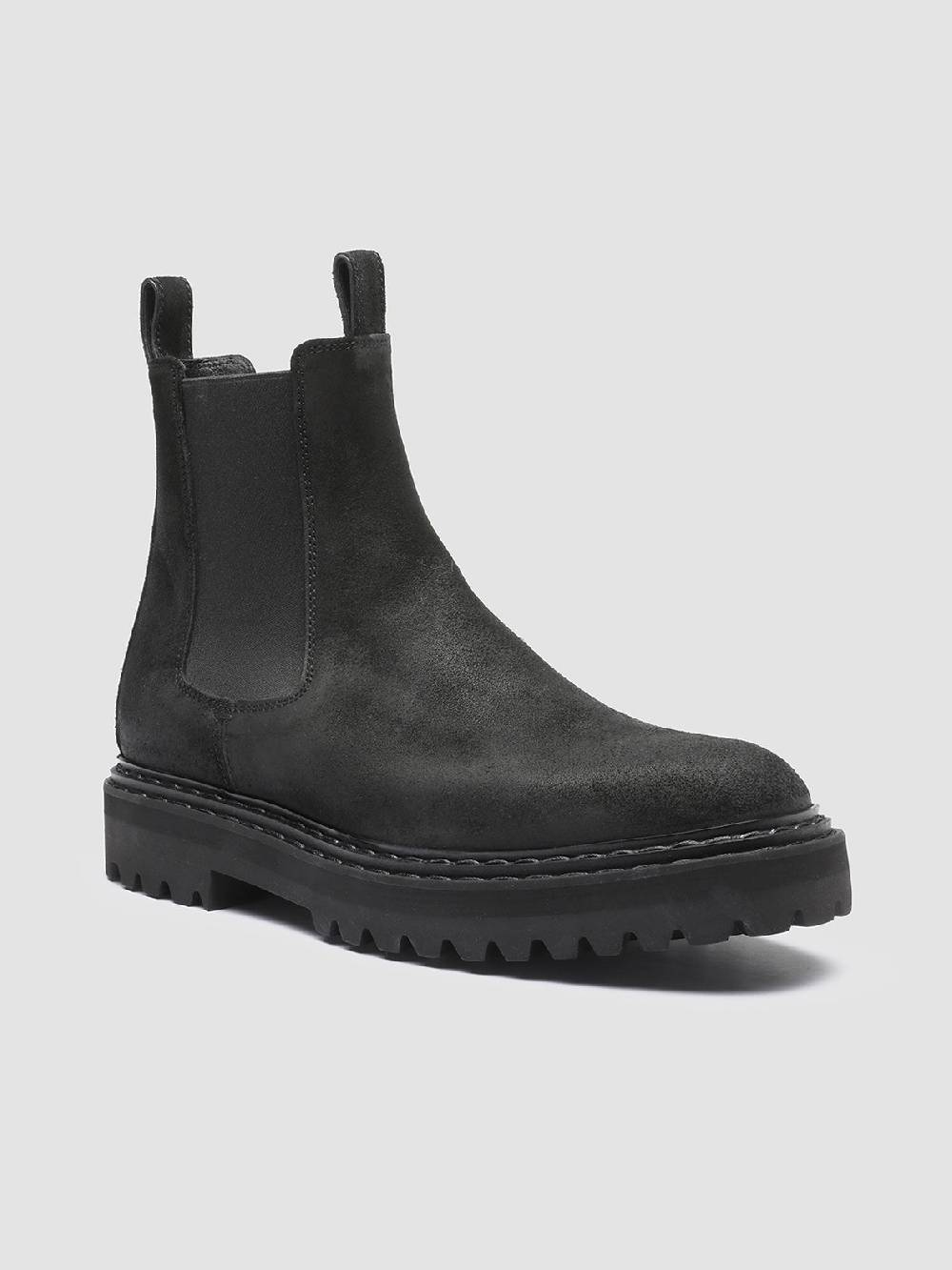 Officine Creative PISTOLS 003 Stivaletti Chelsea in Pelle Scamosciata Nera Italia