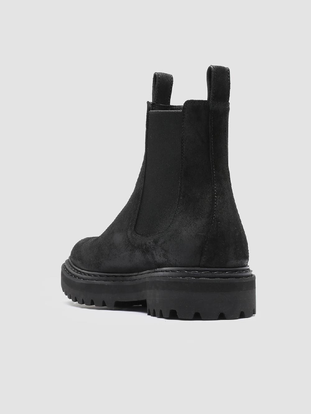 Officine Creative PISTOLS 003 Stivaletti Chelsea in Pelle Scamosciata Nera Italia