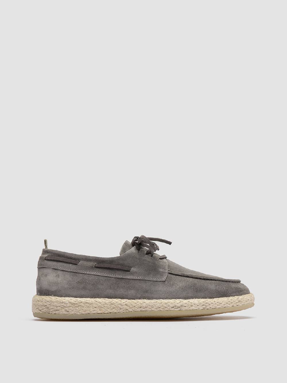 Officine Creative ROPED 005 Scarpe da barca in Pelle Scamosciata grigia