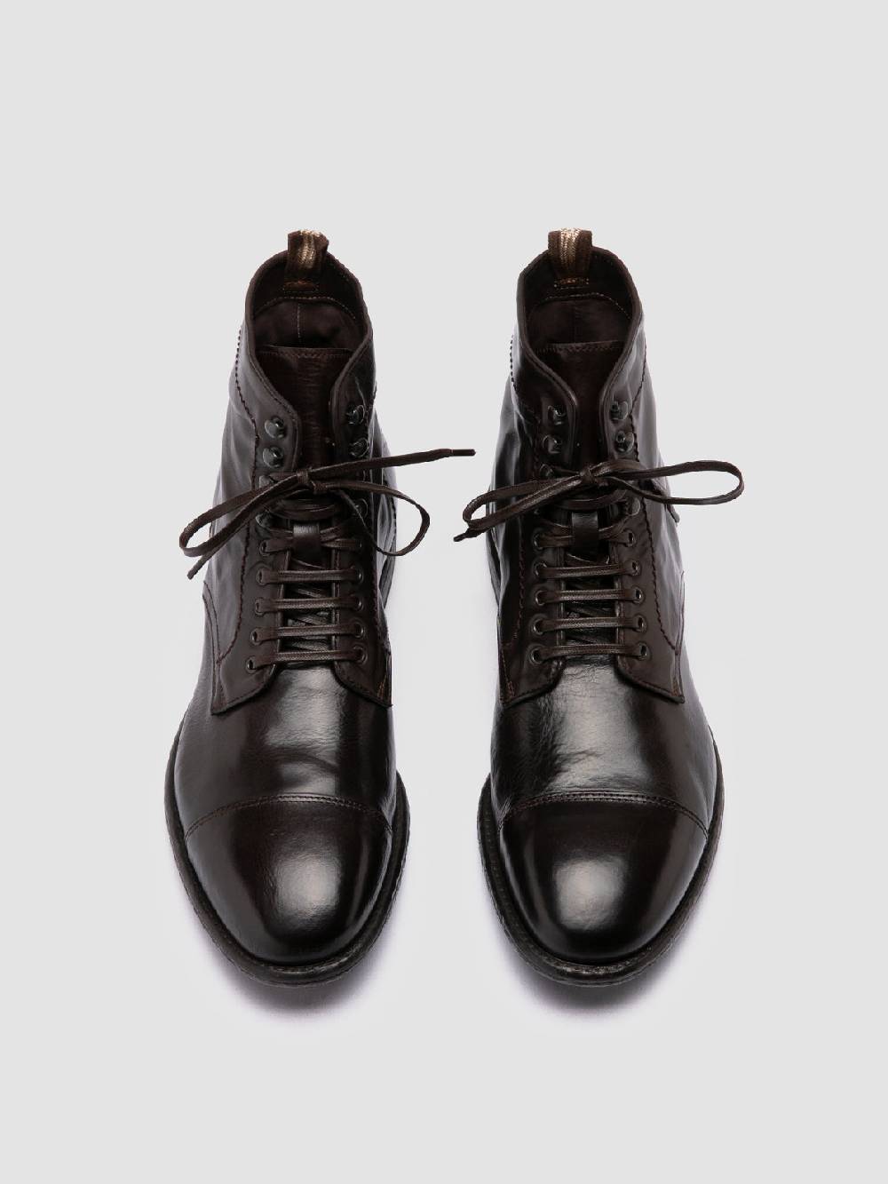 Officine Creative EMORY CAOU 014 Stivali Marrone Scuro in Pelle Saldi Di Fabbrica
