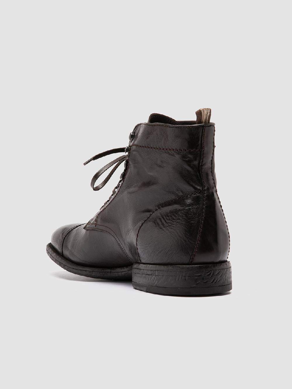 Officine Creative EMORY CAOU 014 Stivali Marrone Scuro in Pelle Saldi Di Fabbrica