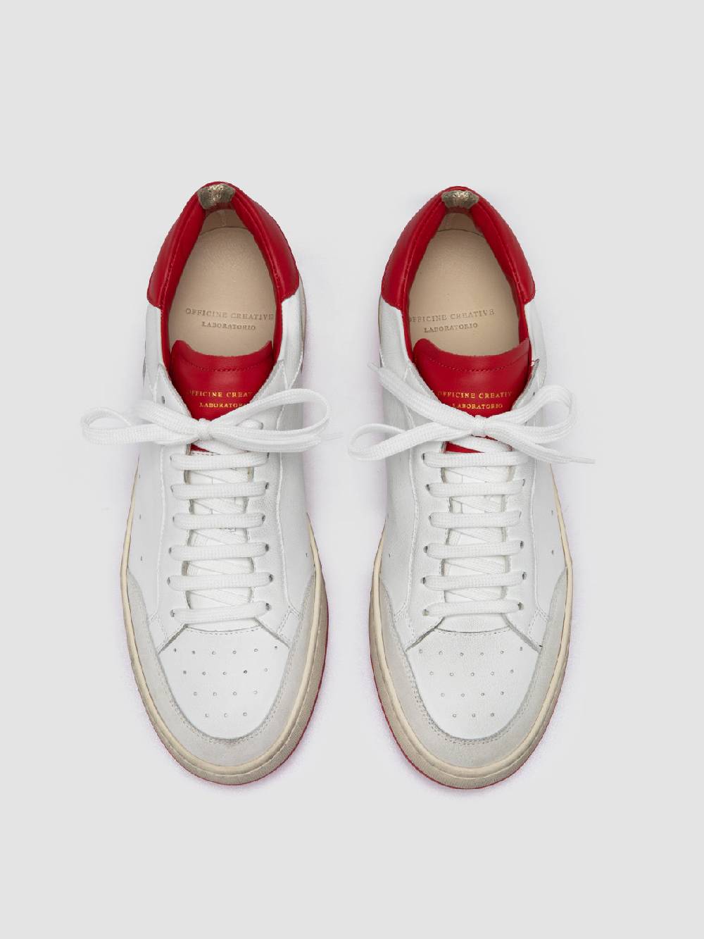 Officine Creative MAGIC 008 Sneakers Basse in Pelle e Camoscio Bianca Spedizione Gratuita