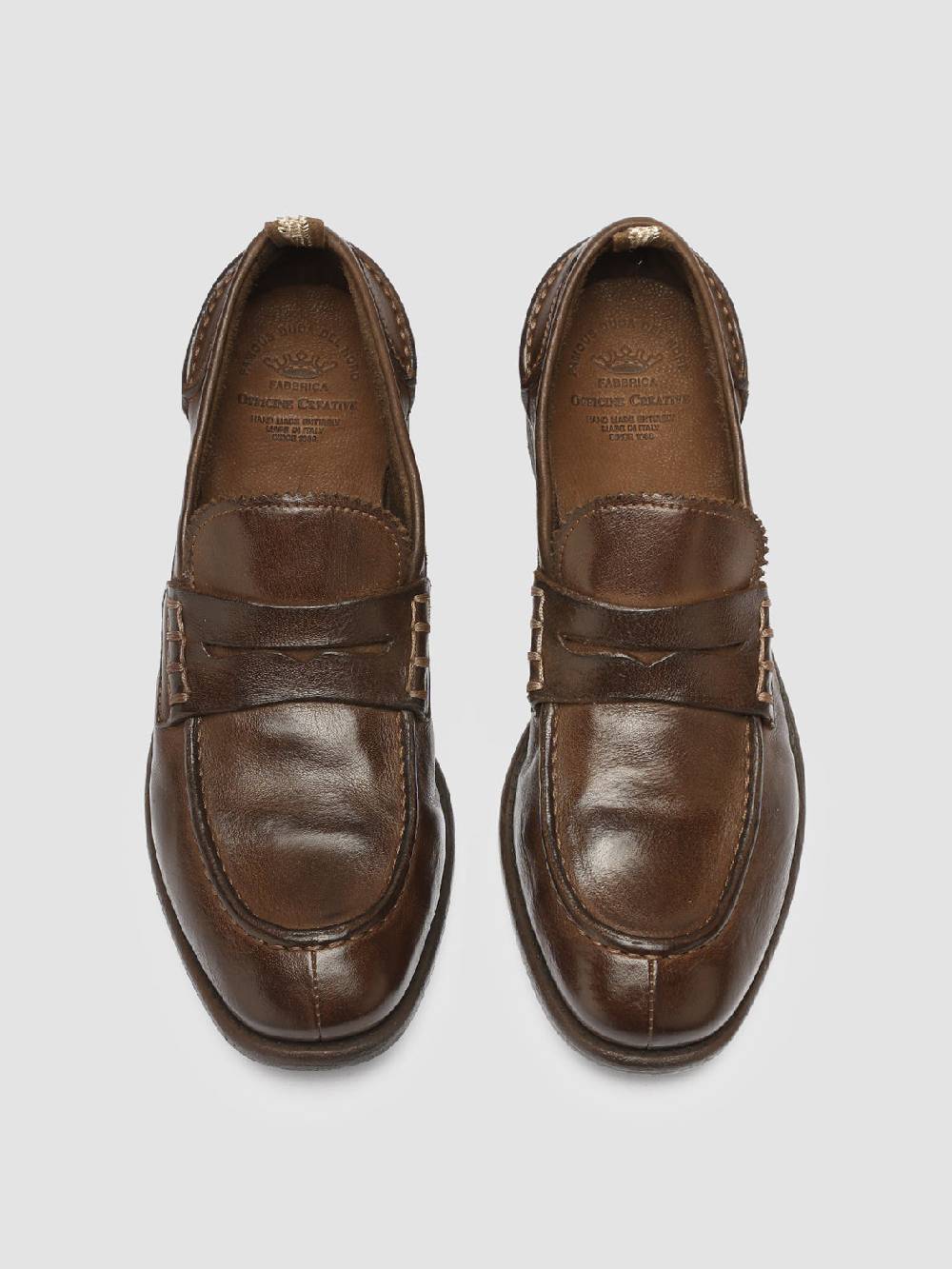 Officine Creative CALIXTE 042 Mocassini Penny in Pelle Marrone Consegna Veloce