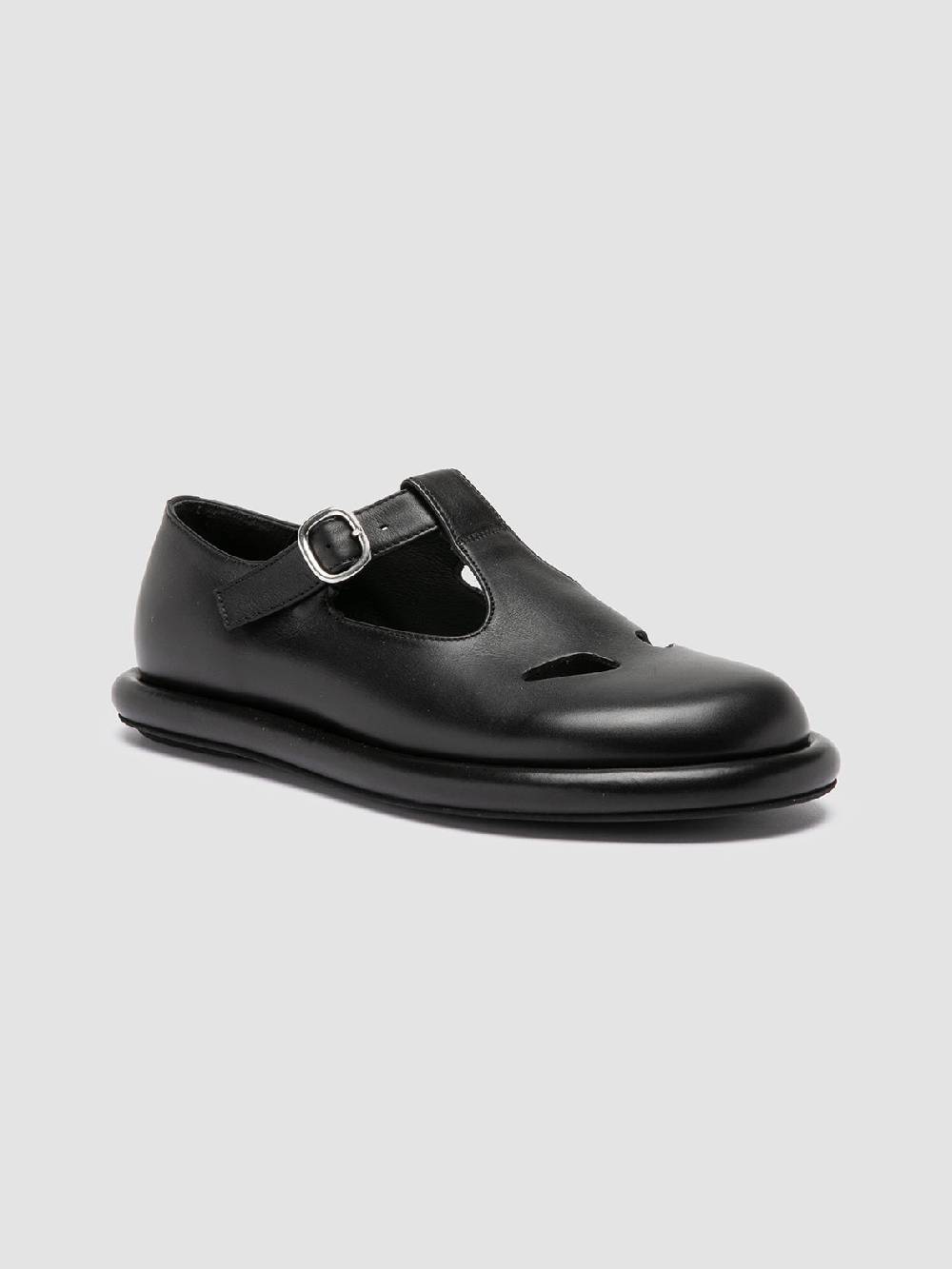 Officine Creative ESTENS 106 Scarpe Basse T-Bar in Pelle Nera Prezzo Ridotto