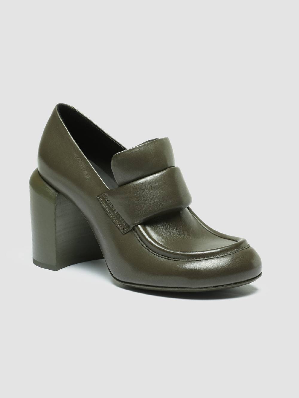 Officine Creative ESTHER 018 Mocassini Penny in Pelle Verde Sottocosto