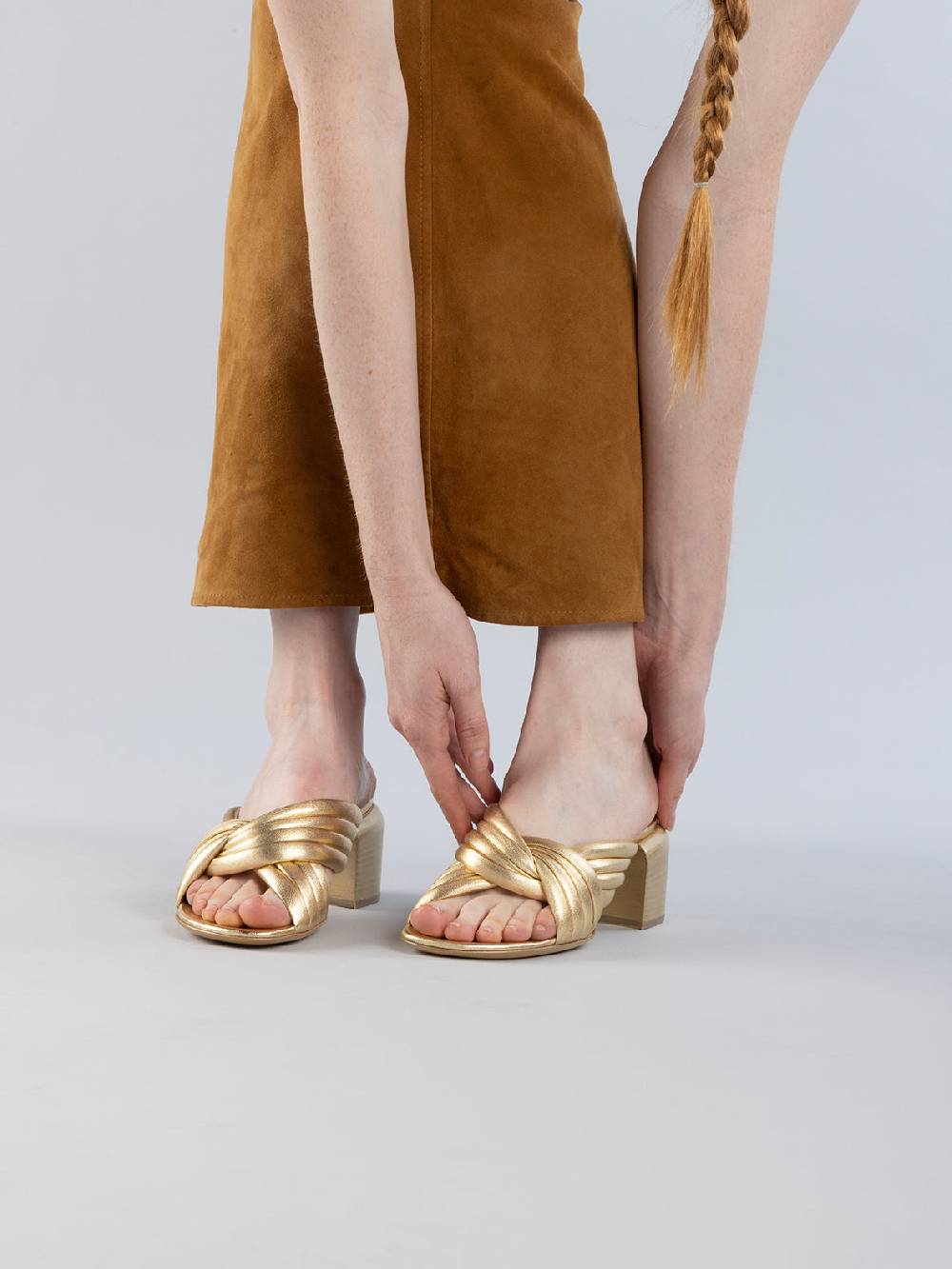 Officine Creative ETHEL 022 Sandali Slide in Pelle Oro Economico
