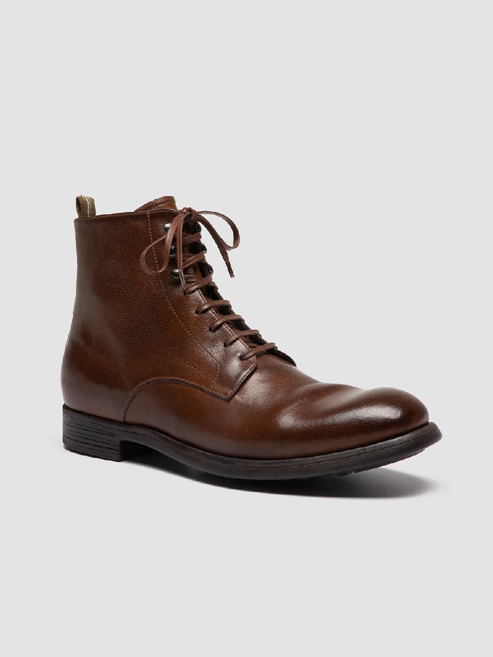 Officine Creative CHRONICLE 004 Stivali Stringati in Pelle Marrone Saldi Di Fabbrica