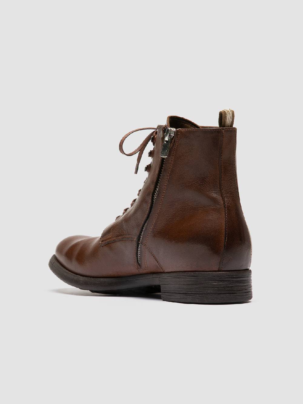 Officine Creative CHRONICLE 004 Stivali Stringati in Pelle Marrone Saldi Di Fabbrica